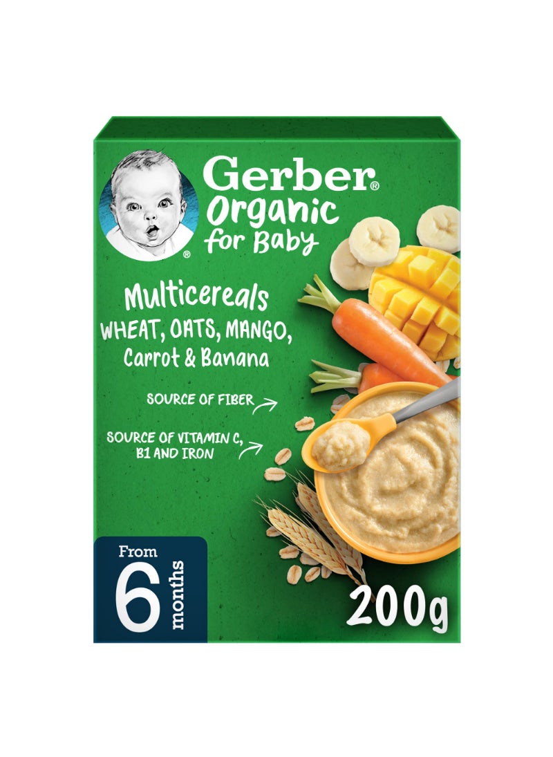 Gerber Organic Cereal Wheat Oats & Mango +6 Months 200 Gm